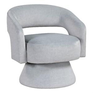 Pemberly Row Swivel Accent Chair in Light Gray Round Base Soft Foam Cushion