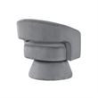 Pemberly Row Swivel Accent Chair in Dark Gray Corduroy Round Metal Swivel Base
