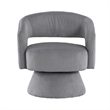 Pemberly Row Swivel Accent Chair in Dark Gray Corduroy Round Metal Swivel Base
