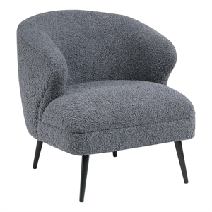 Pemberly Row Accent Chair in Soft Dark Gray Boucle Curved Barrel Back