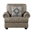 Pemberly Row 41 Inch Accent Chair in Taupe Brown Microfiber 1 Decor Pillow Wood
