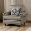 Pemberly Row 41 Inch Accent Chair in Taupe Brown Microfiber 1 Decor Pillow Wood