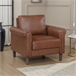 Pemberly Row Accent Chair w/ Rolled Arms Mid Century in Dark Brown Faux Leather