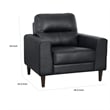 Pemberly Row 37 Inch Accent Chair in Black Top Grain and Faux Leather Solid Wood