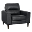 Pemberly Row 37 Inch Accent Chair in Black Top Grain and Faux Leather Solid Wood