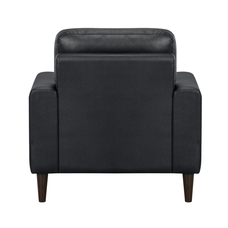 Pemberly Row 37 Inch Accent Chair in Black Top Grain and Faux Leather Solid Wood
