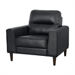 Pemberly Row 37 Inch Accent Chair in Black Top Grain and Faux Leather Solid Wood