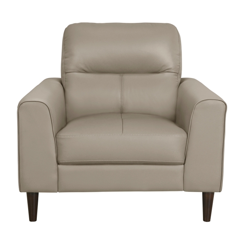 Pemberly Row 37 Inch Accent Chair in Beige Top Grain and Faux Leather Solid Wood