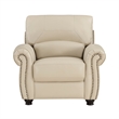 Pemberly Row 37 Inch Accent Chair in Cream Top Grain and Faux Leather Brown Wood