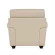 Pemberly Row 37 Inch Accent Chair in Cream Top Grain and Faux Leather Brown Wood