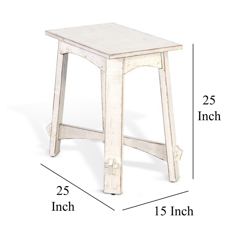 Pemberly Row Rustic Accent Chairside Table X Legs 24 Inch Distressed White