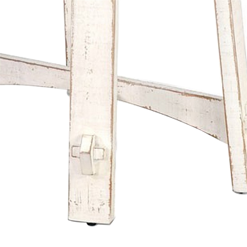 Pemberly Row Rustic Accent Chairside Table X Legs 24 Inch Distressed White