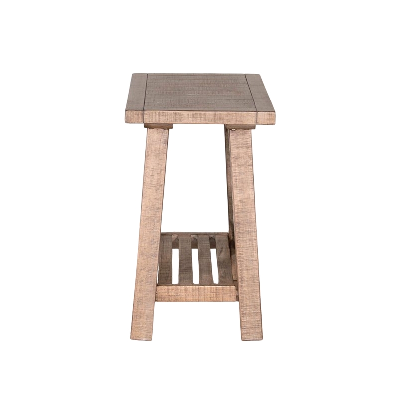 Pemberly Row Accent Chairside Table Light Brown Mahogany Rectangular 28 Inch
