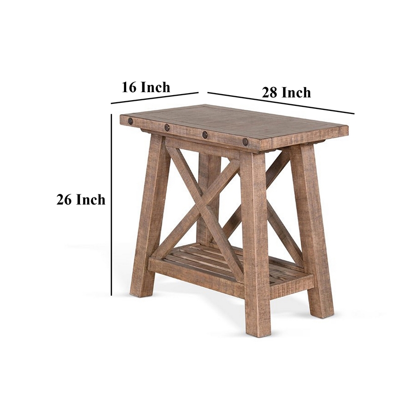 Pemberly Row Accent Chairside Table Light Brown Mahogany Rectangular 28 Inch