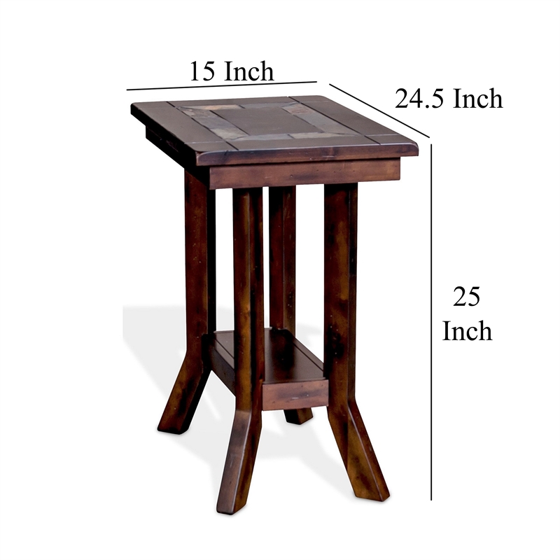 Pemberly Row Accent Chairside Table Dark Brown Mahogany Rectangular 25 Inch