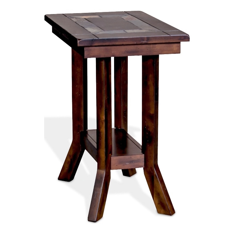 Pemberly Row Accent Chairside Table Dark Brown Mahogany Rectangular 25 Inch