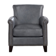 Pemberly Row 35 Inch Accent Chair in Gray Top Grain and Split Leather Solid Wood
