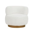 Pemberly Row 35 Inch Accent Chair with Swivel Function in White Sherpa Gold