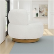 Pemberly Row 35 Inch Accent Chair with Swivel Function in White Sherpa Gold