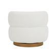Pemberly Row 35 Inch Accent Chair with Swivel Function in White Sherpa Gold