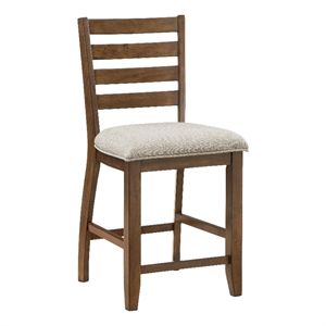Pemberly Row 26&quot Counter Height Chair Ladder Back Polyester in Cherry Set of 2