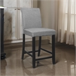 Pemberly Row 24 Inch Counter Height Chair in Gray Fabric Black Wood Set of 2