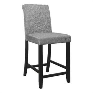 Pemberly Row 24 Inch Counter Height Chair in Gray Fabric Black Wood Set of 2
