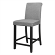 Pemberly Row 24 Inch Counter Height Chair in Gray Fabric Black Wood Set of 2