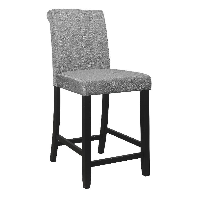 Pemberly Row 24 Inch Counter Height Chair in Gray Fabric Black Wood Set of 2