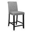 Pemberly Row 24 Inch Counter Height Chair in Gray Fabric Black Wood Set of 2