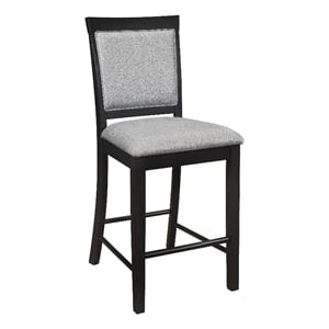 Pemberly Row 26 Inch Counter Height Chair in Gray Polyester Black Wood Set of 2