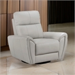 Pemberly Row 39 Inch Swivel Glider Chair in Gray Top Grain Leather Solid Wood