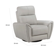Pemberly Row 39 Inch Swivel Glider Chair in Gray Top Grain Leather Solid Wood