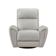 Pemberly Row 39 Inch Swivel Glider Chair in Gray Top Grain Leather Solid Wood