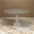 Pemberly Row 59 Inch Dining Table Round Top Pedestal Base in White Gray