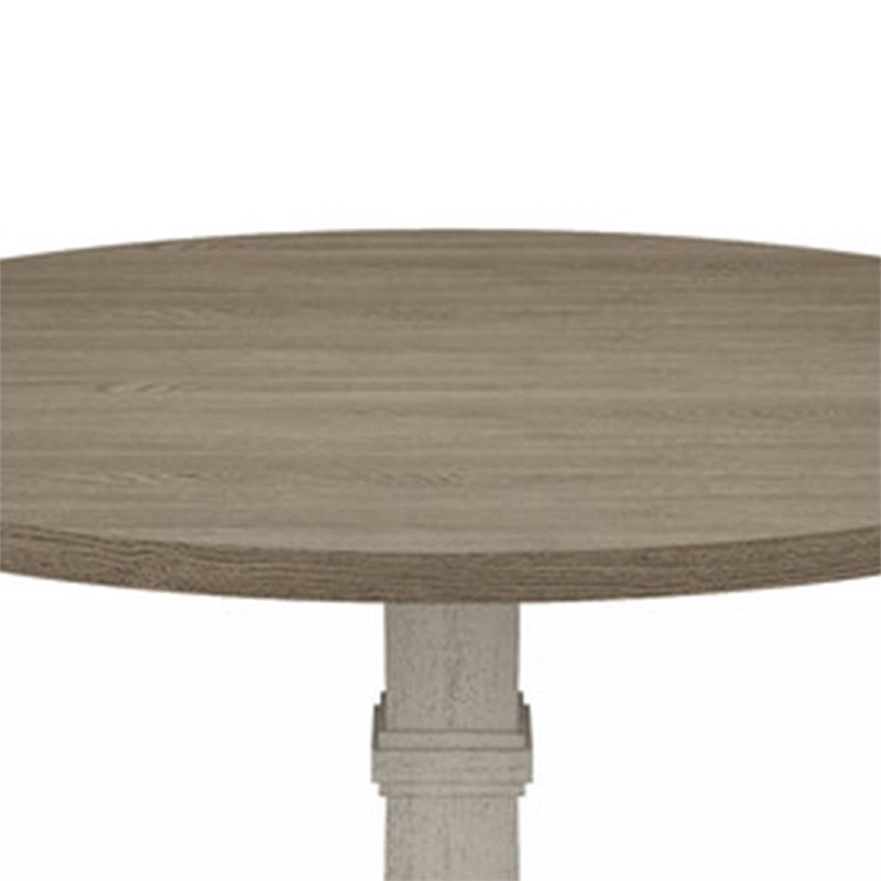 Pemberly Row 59 Inch Dining Table Round Top Pedestal Base in White Gray