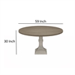 Pemberly Row 59 Inch Dining Table Round Top Pedestal Base in White Gray