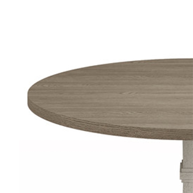 Pemberly Row 59 Inch Dining Table Round Top Pedestal Base in White Gray