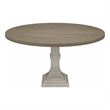 Pemberly Row 59 Inch Dining Table Round Top Pedestal Base in White Gray