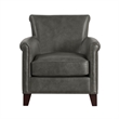 Pemberly Row 32 Inch Sofa Accent Chair in Gray Faux Leather Nailhead Trims