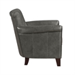 Pemberly Row 32 Inch Sofa Accent Chair in Gray Faux Leather Nailhead Trims