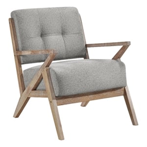 Pemberly Row 33 Inch Accent Armchair Wood Frame Light Gray Polyester Cushions