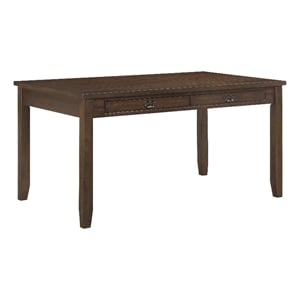 Pemberly Row 60 Inch Dining Table Rectangular Top 2 Drawers Cherry Brown Wood