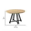Pemberly Row 47 Inch Dining Table Solid Brown Wood Round Top Black Metal Base