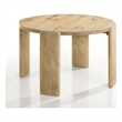 Pemberly Row 47 Inch Dining Table Round Top Natural Oak Brown Finish Solid Wood