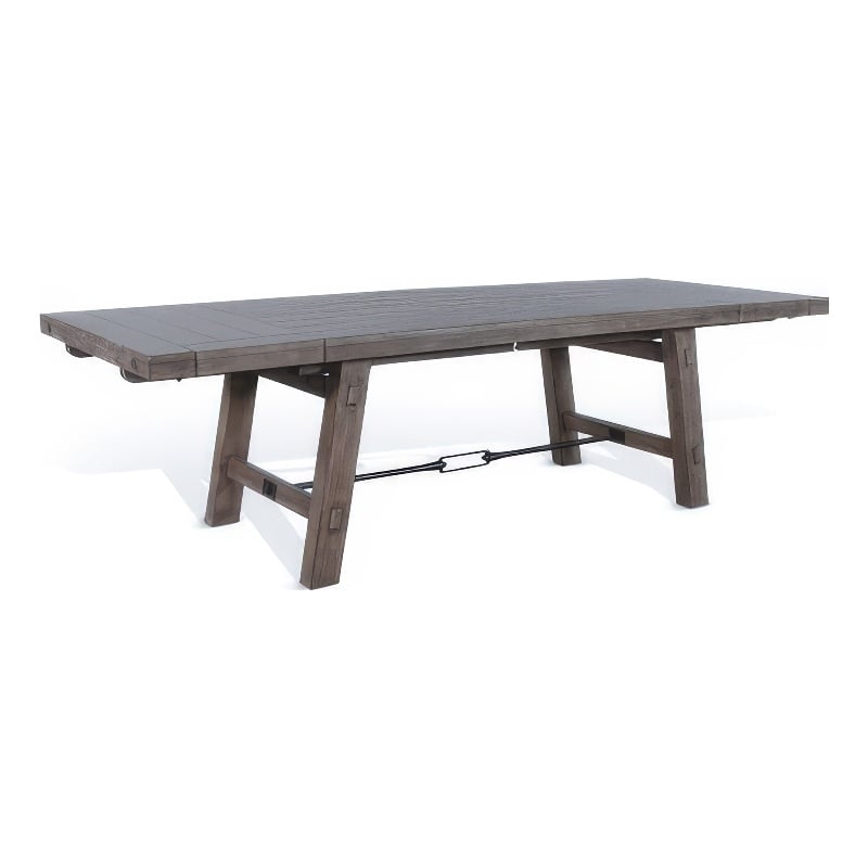 Pemberly Row Dining Table Light Brown Mahogany Wood Extendable 76 to 106 Inch