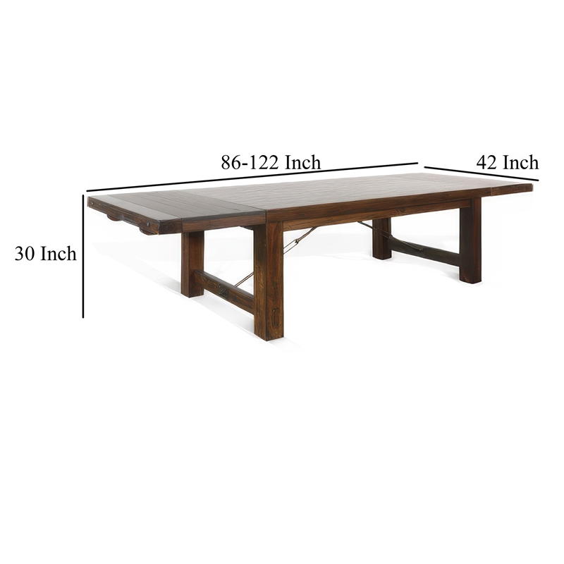 Pemberly Row Dining Table Brown Mahogany Rectangular Extendable 86 to 122 Inch