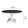 Pemberly Row Dining Table Pedestal Base 54 Inch Round Top in White Dark Brown