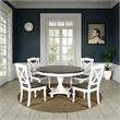 Pemberly Row Dining Table Pedestal Base 54 Inch Round Top in White Dark Brown