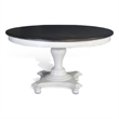 Pemberly Row Dining Table Pedestal Base 54 Inch Round Top in White Dark Brown